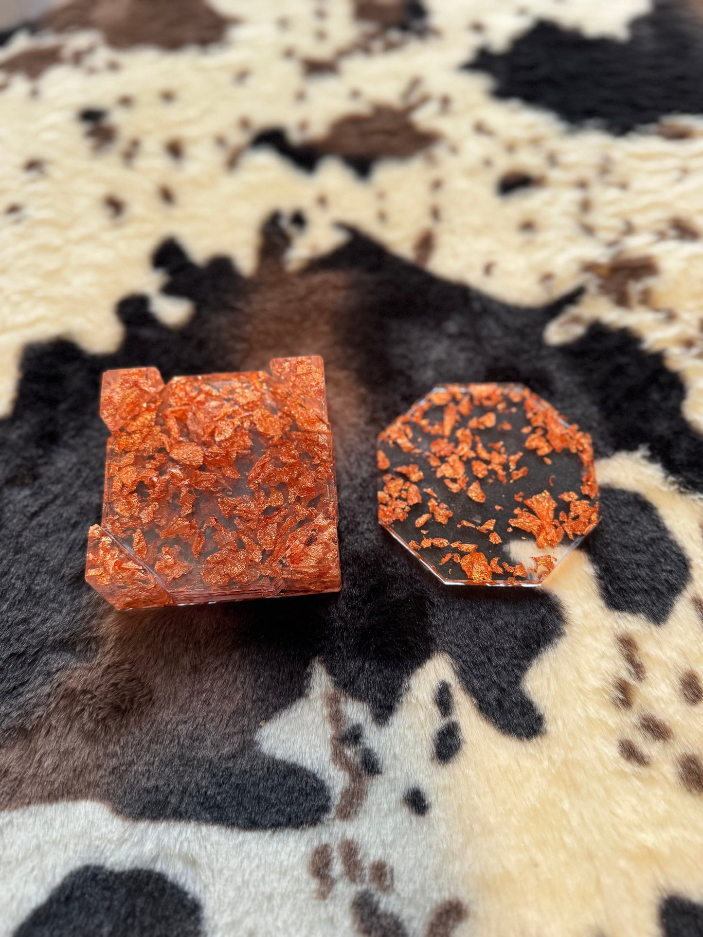 Rose Gold Flake Coaster Set